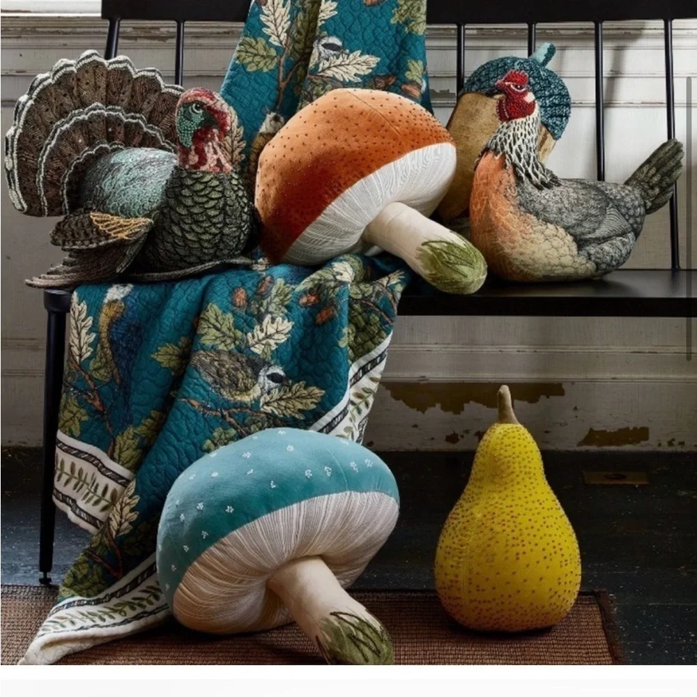 John Derian Mushroom Pillow NEW